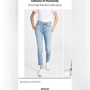 Citizens of Humanity
Olivia High Rise Slim Ankle Jeans NEW
